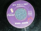 WANDA JACKSON  With GENE VINCENT'S BLUE CAPS -  LET'S HAVE A PARTY : COOL LOVE ( VG++/VG++ : STOL,WOL )  / 1960 US AMERICA ORIGINAL Used 7"Singl