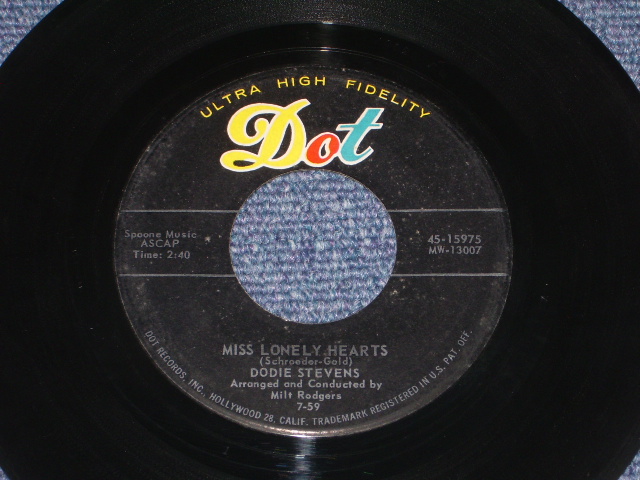 DODIE STEVENS - MISS LONELY HEART ( DEBUT SONG ) / 1959 US ORIGINAL 7