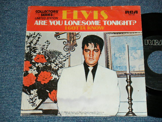 ELVIS PRESLEY with The Jordanaires - A) Are You Lonesome Tonight?   B)I Gotta Know (Ex+/MINT) / 1977 US AMERICA REISSUE Used 7