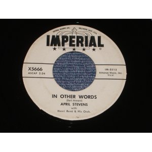 画像: APRIL STEVENS - IN OTHER WORDS / 1960 US ORIGINAL WHITE LABEL PROMO 7" SINGLE  