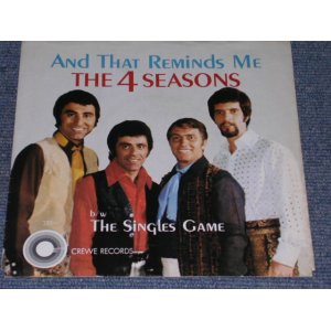 画像: THE 4 FOUR SEASONS - AND THAT REMINDS ME ( Without SHADOW PS )/ 1969 US ORIGINAL 7" Single With PICTURE SLEEVE  