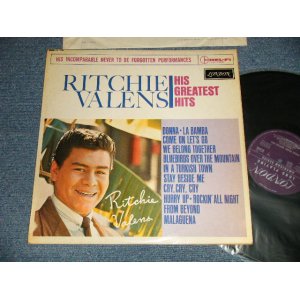 画像: RITCHIE VALENS - HIS GREATEST HITS (WHITE COLOR COVER)(Ex+++/MINT-) / 1964 UK ENGLAND ORIGINAL "PURPLE Label" MONO Used LP