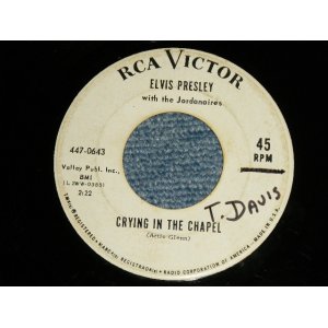 画像: ELVIS PRESLEY - A) CRYING IN THE CAPEL  B)I BELIEVE IN THE MAN IN THE SKY (Ex/Ex) / 1965 US AMERICA ORIGINAL "WHITE LABEL PROMO" Used 7" Single 