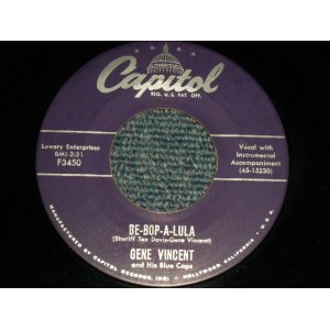 画像: GENE VINCENT - A)BE-BOP-A-LULA   B)WOMAN LOVE (Ex+++/Ex+++) / 1956 US AMERICA ORIGINAL 1st Press "CAPITOL LOGO on TOP Label" Used 7" inch 45 rpm Single  