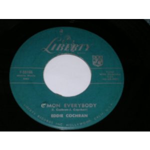 画像: EDDIE COCHRAN - C'MON EVERYBODY (Ex++/Ex++ STOL) / 1958 US AMERICA ORIGINAL 1st Press "TURQUOISE Label" Used 7" Single  