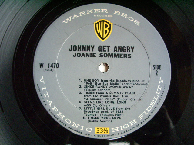 画像: JOANIE SOMMERS - JOHNNY GET ANGRY ( Ex++/Ex++ )  / 1963 US ORIGINAL MONO LP  