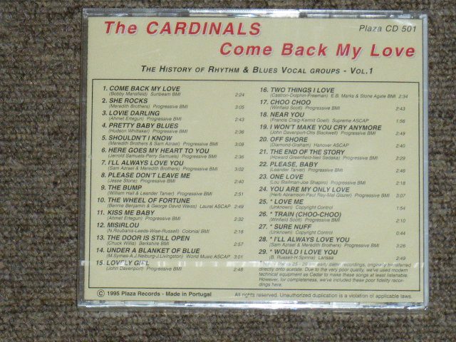 画像: THE CARDINALS - COME BACK MY LOVE : THE HISTORY OF R&B VOCAL GROUPS VOL.1 / 1995 PORTUGAL ORIGINAL Brand New SEALD CD  