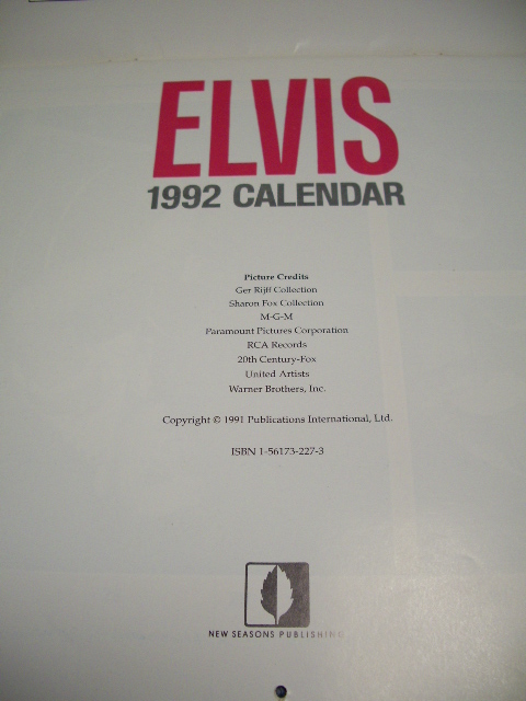 画像: ELVIS PRESLEY -1992 CALENDAR / US ORIGINAL? 