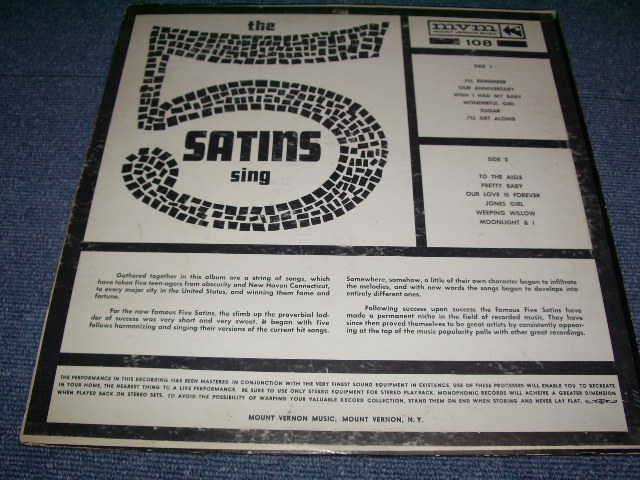 画像: FIVE SATINS - THE FIVE SATINS SING / 1960s MONO US ORIGINAL LP  