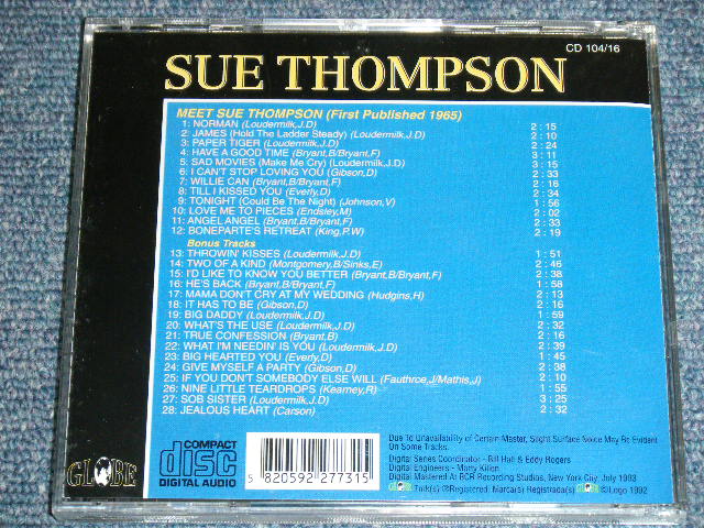 画像: SUE THOMPSON - MEET THE SUE THOMPSON ( ORIGINAL ALBUM + BONUS TRACKS ) / 1993 US ORIGINAL Brand New CD 