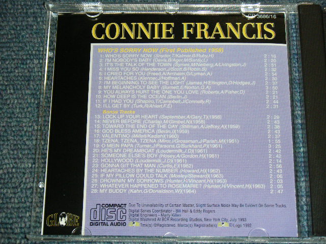 画像: CONNIE FRANCIS - WHO'S SORRY NOW + BONUS TRACKS / 1993 US ORIGINAL Brand New CD  