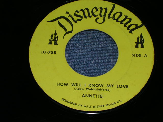 画像1: ANNETTE / JIMMIE DODD - HOW WILL I KNOW MY LOVE / ANNETTE / 1960s US ORIGINAL 7"SINGLE  
