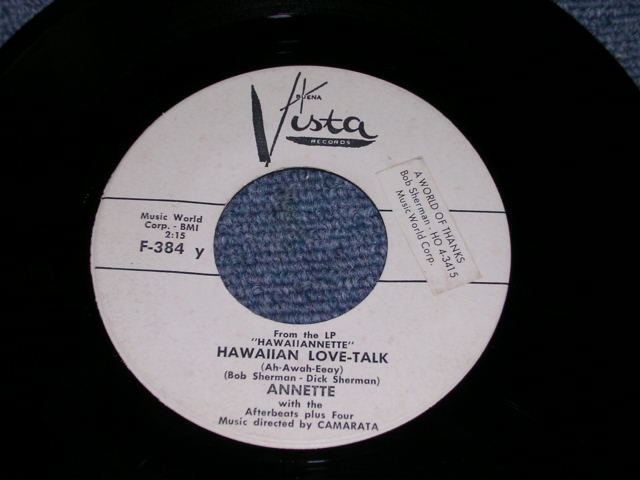 画像1: ANNETTE - HAWAIIAN LOVE-TALK / 1961 US ORIGINAL White Label 7" SINGLE  