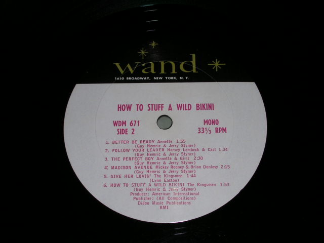 画像: ANNETTE & V.A. ost - HOW TO STUFF A WILD BIKINI / 1965 US ORIGINAL MONO LP  