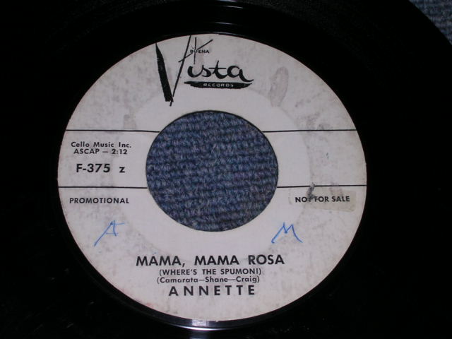 画像: ANNETTE - INDIAN GIVER / 1961 US ORIGINAL White Label Promo 7" SINGLE  