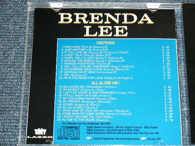 画像: BRENDA LEE - VOLUME 2 : EMOTIONS + ALL ALONE AM I ( 2 in 1 ) / 1992 US RE-PRESS Brand New CD-R  