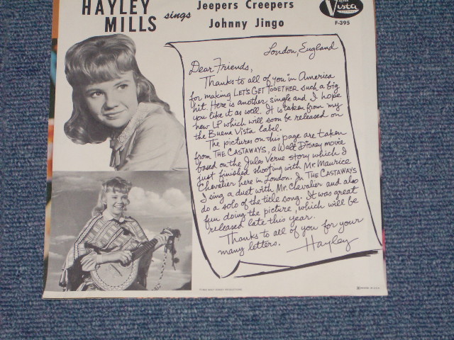 画像: HAYLEY MILLS - JEEPERS CREEPERS / 1962 US ORIGINAL 7" Single With PICTURE SLEEVE  