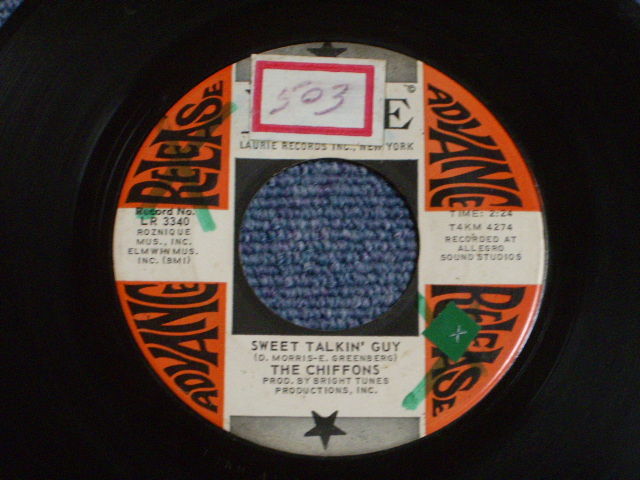 画像1: THE CHIFFONS - SWEET TALKIN' GUY / 1965 US ORIGINAL Promo ADVANCE RELEASE 7" SINGLE  