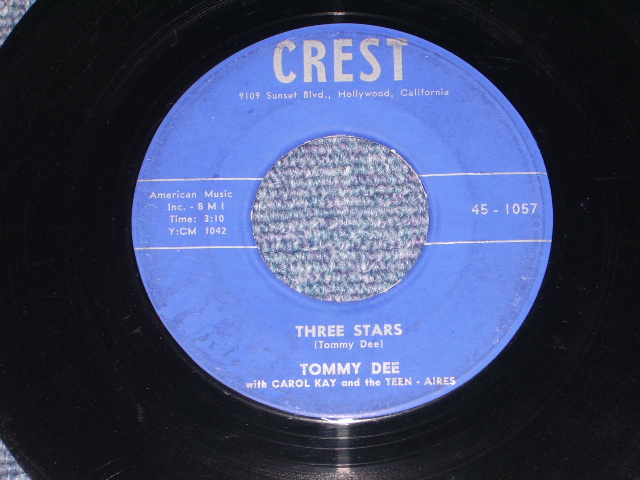 画像1: TOMMY DEE With CAROL KAY and the TEEN-AIRES - THREE STARS / 1959 US ORIGINAL 7" Single  
