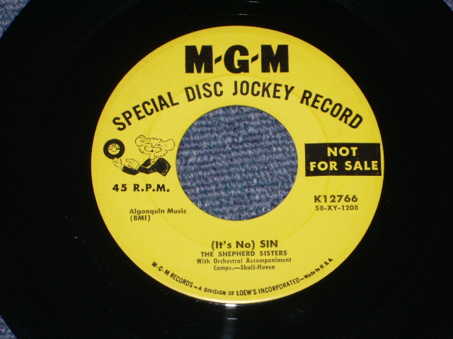 画像: THE SHEPHERD SISTERS - HEART AND SOUL / 1959 US ORIGINAL Yellow Label Promo 7" SINGLE With Company Sleeve 