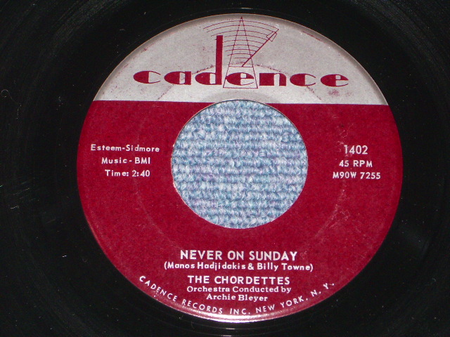 画像1: THE CHORDETTES - NEVER ON SUNDAY / 1961 US ORIGINAL 7" SINGLE  