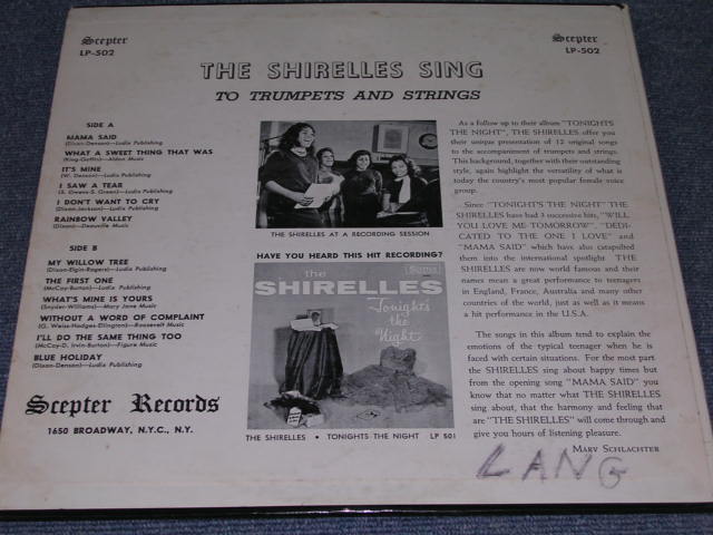 画像: THE SHIRELLES - THE SHIRELLES SING ( Ex++/Ex+ ) / 1962 US AMERICA ORIGINAL 2nd PRESS MONO Used LP  