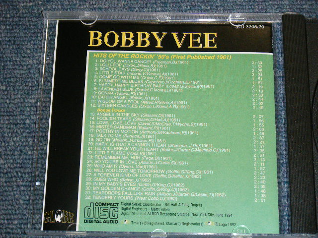 画像: BOBBY VEE - HITS OF THE ROCKIN' 50's ( ORIGINAL ALBUM + BONUS TRACKS ) / 1994 US ORIGINAL Brand New CD  
