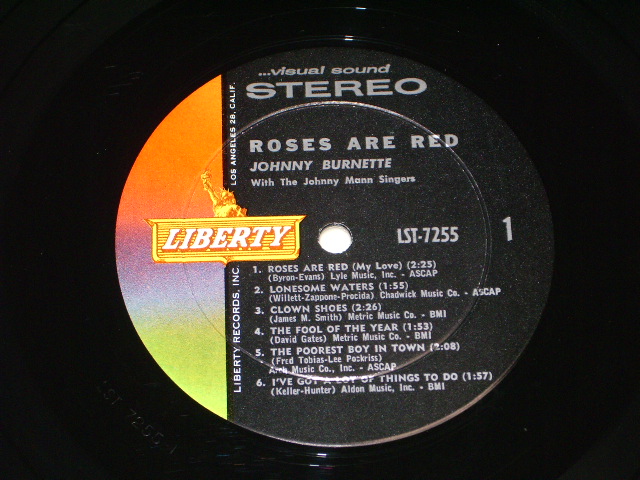 画像: JOHNNY BURNETTE - ROSES ARE RED / 1962 US ORIGINAL STEREO LP  