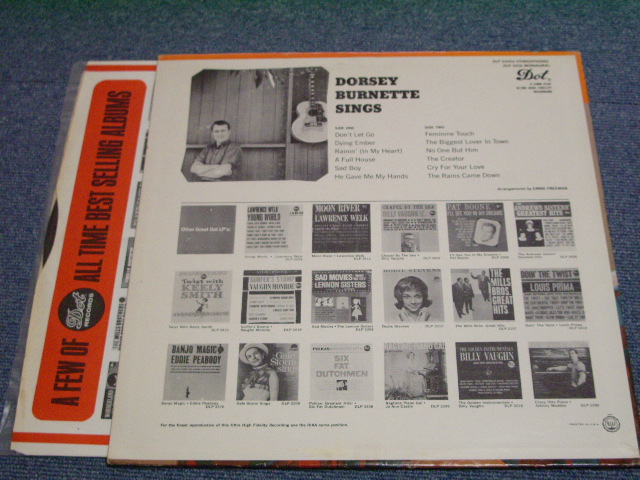 画像: DORSEY BURNETTE( BROTHER of JOHNNY BURNETTE ) - SINGS / 1963 US ORIGINAL mono LP  