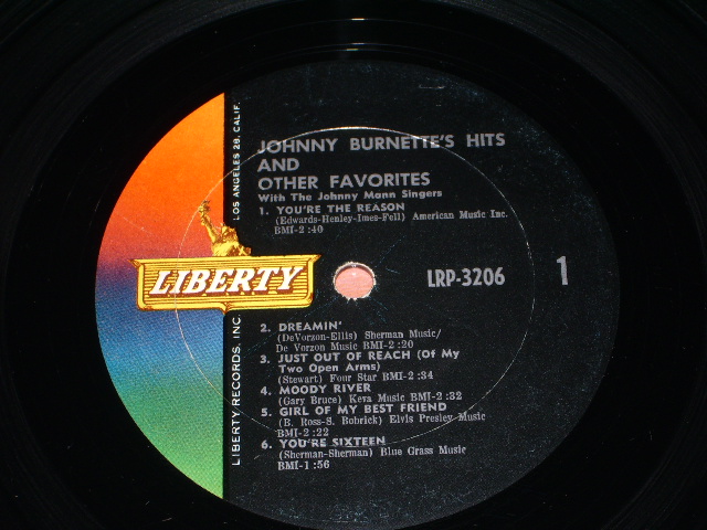 画像: JOHNNY BURNETTE - HITS&OTHER FAVORITES ( Ex+/Ex+ )  / 1962 US ORIGINAL mono LP  
