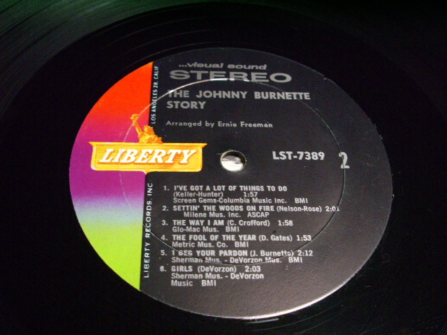 画像: JOHNNY BURNETTE - THE JOHNNY BURNETTE STORY / 1964 US ORIGINAL STEREO LP  
