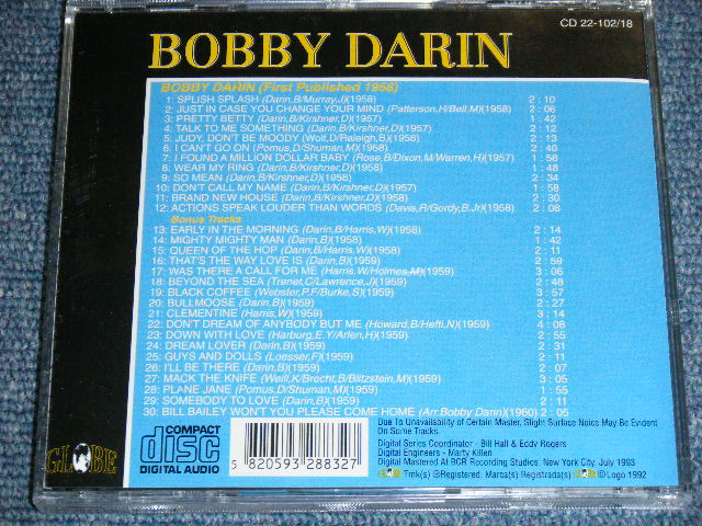 画像: BOBBY DARIN - BOBBY DARIN ( ORIGINAL ALBUM + BONUS TRACKS ) / 1993 US ORIGINAL Brand New CD  
