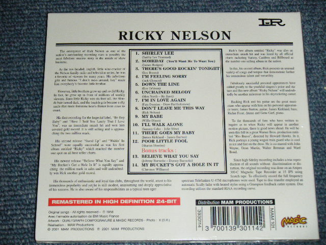 画像: RICKY NELSON - RICKY NELSON ( ORIGINAL ALBUM + Bonus ) / 2001 FRENCH DIGI-PACK Brand New SEALED CD 