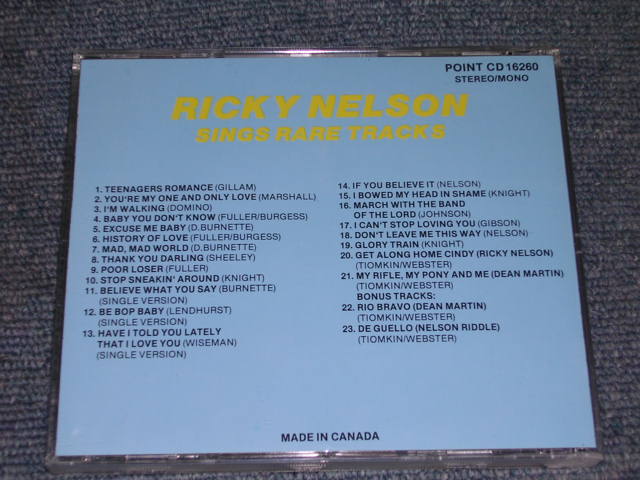 画像: RICKY NELSON - SINGS RARE TRACKS / EU BRAND NEW CD  