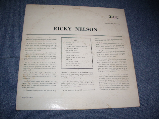 画像: RICKY NELSON - RICKY NELSON ( 1st Press Label) (E/E  EDSP) / 1957 US ORIGINAL MONO LP