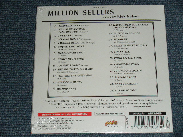 画像: RICKY NELSON - MILLION SELLERS ( ORIGINAL ALBUM + Bonus ) / 1998 FRENCH Brand New SEALED Mini-LP PAPER SLEEVE CD 
