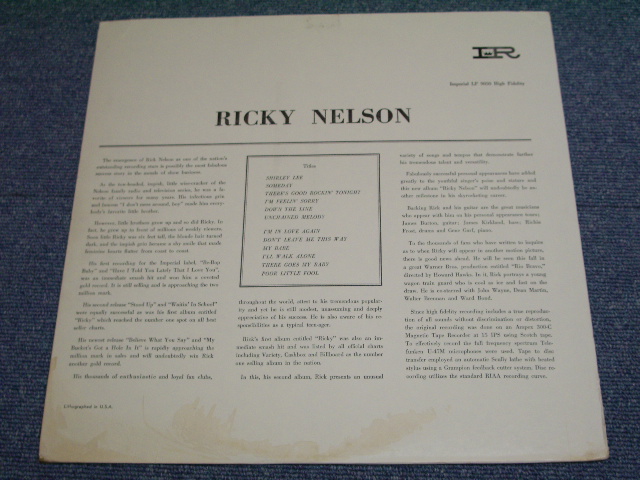 画像: RICKY NELSON - RICKY NELSON ( 1st Press Label) (Ex++/Ex++) / 1957 US ORIGINAL BEAUTIFUL MONO LP 