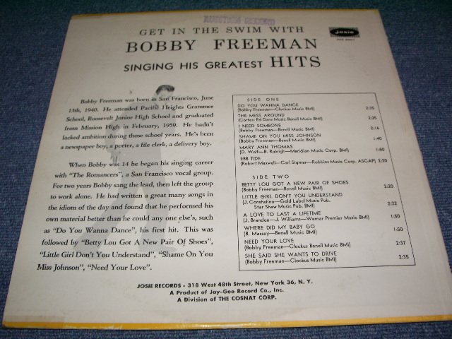 画像: BOBBY FREEMAN - GET IN THE SWIM WITH / 1965 MONO US ORIGINAL LP  