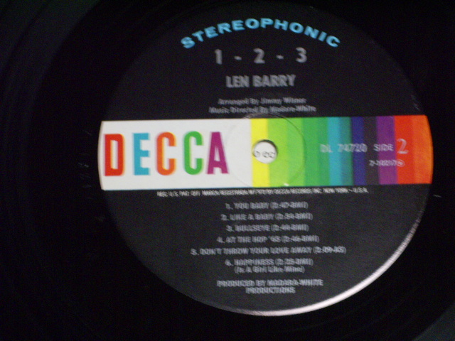 画像: LEN BARRY os THE DOVELLS - 1-2-3 / 1965 US ORIGINAL STEREO LP  