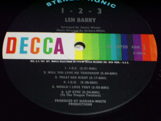 画像: LEN BARRY os THE DOVELLS - 1-2-3 / 1965 US ORIGINAL STEREO LP  