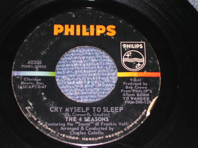 画像1: THE 4 FOUR SEASONS - CRY MYSELF TO SLEEP / 1965 US ORIGINAL 7" Single