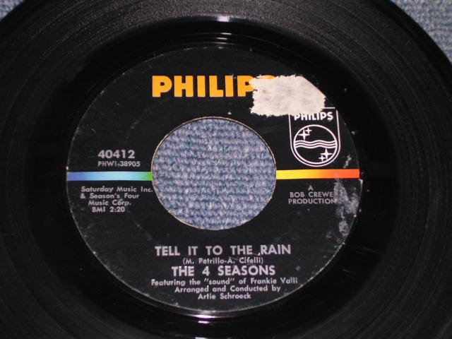 画像: THE 4 FOUR SEASONS - 'TILL IT TO THE RAIN / 1966 US ORIGINAL 7" Single With PICTURE SLEEVE  