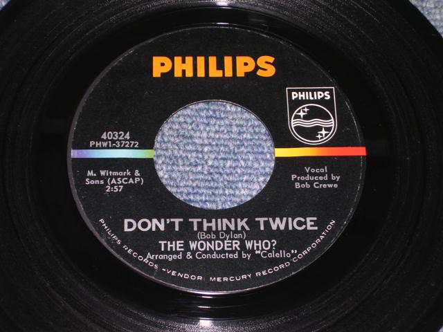 画像: THE WONDER WHO? ( THE 4 FOUR SEASONS ) - DON'T THIN K TWICE / 1965 US ORIGINAL White Label Promo 7" Single With PICTURE SLEEVE 