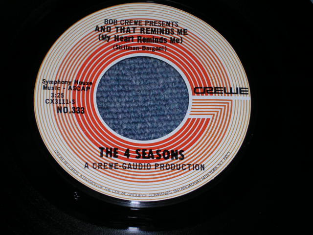 画像: THE 4 FOUR SEASONS - AND THAT REMINDS ME ( Without SHADOW PS )/ 1969 US ORIGINAL 7" Single With PICTURE SLEEVE  