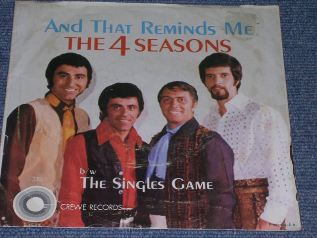 画像1: THE 4 FOUR SEASONS - AND THAT REMINDS ME ( With SHADOW PS )/ 1969 US ORIGINAL 7" Single With PICTURE SLEEVE 