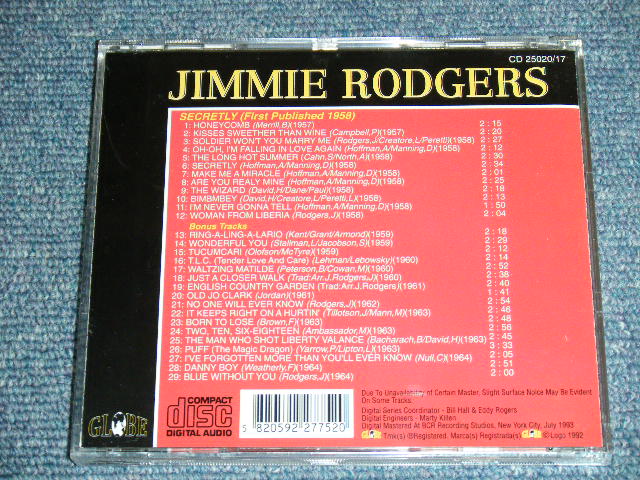 画像: JIMMIE RODGERS - SECRETYL ( ORIGINAL ALBUM + BONUS TRACKS ) / 1993 US ORIGINAL Brand New CD  