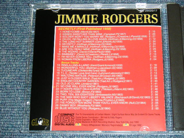 画像: JIMMIE RODGERS - SECRETYL ( ORIGINAL ALBUM + BONUS TRACKS ) / 1993 US ORIGINAL Brand New CD  