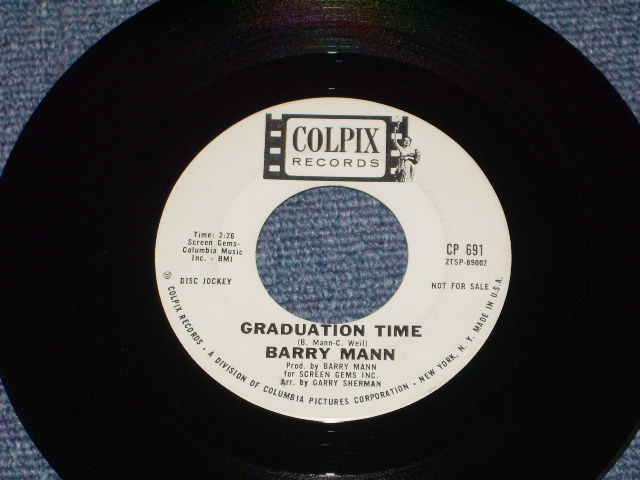画像1: BARRY MANN - GRADUATION TIME ( PROMO ) / 1963 US ORIGINAL WHITE LABEL PROMO 7" SINGLE 