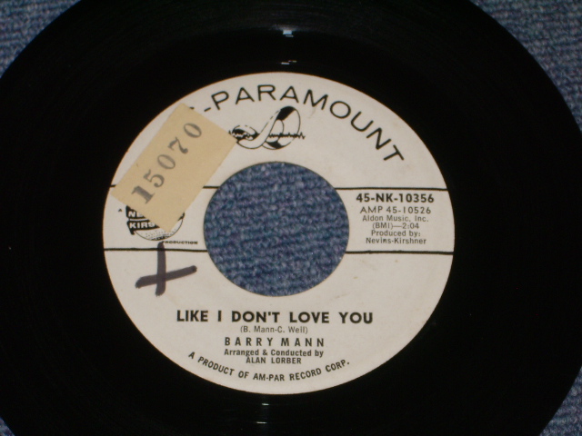 画像: BARRY MANN - HEY BABY I'M DANCIN' ( PROMO ) / 1962 US ORIGINAL WHITE LABEL PROMO 7" SINGLE  