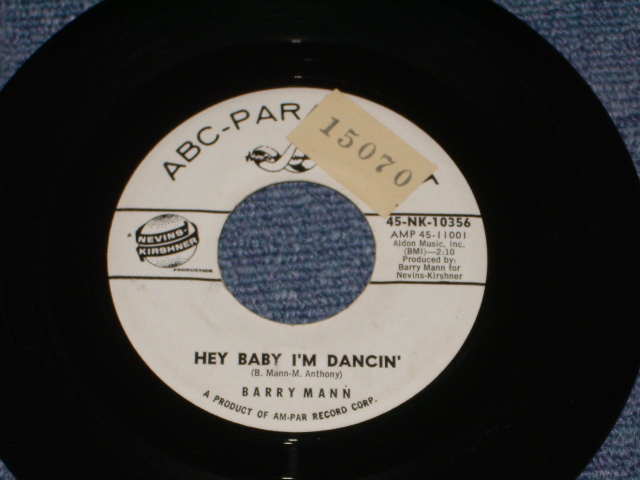 画像1: BARRY MANN - HEY BABY I'M DANCIN' ( PROMO ) / 1962 US ORIGINAL WHITE LABEL PROMO 7" SINGLE  